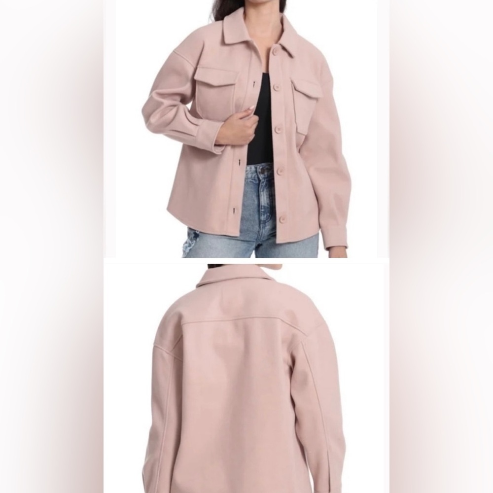 Alec Les Filles warm thick winter Shacket light pink color oversized XS buttons